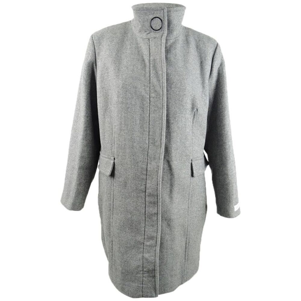Calvin Klein Women's Plus Size Stand-Collar Walker Coat - Grey Heather Black